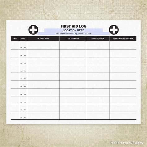 Printable First Aid Kit Log Sheet Template